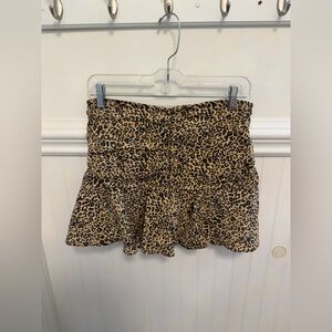 Zara Leopard Ruffle Mini Skirt - Tan & Black